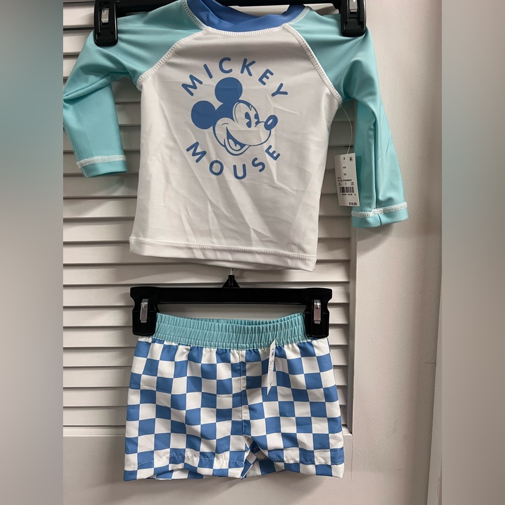 Disney Baby body rash guard swimsuit set baby blue Mickey Mouse in 9 mo